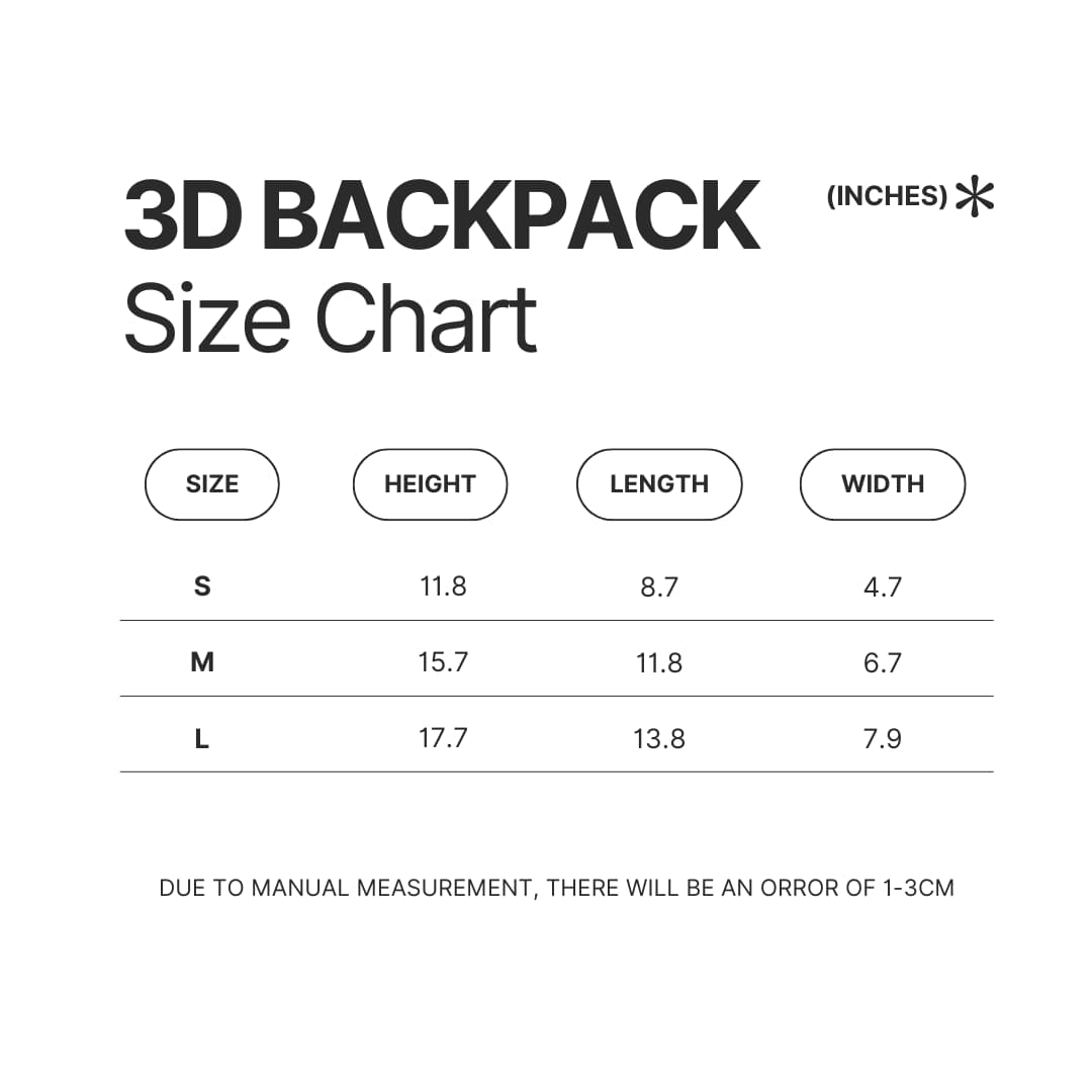 3D Backpack Size Chart - Dungeons & Dragons UK Store