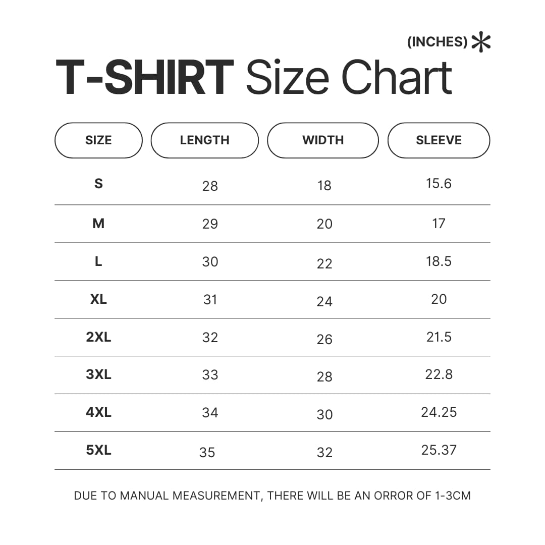 T shirt Size Chart - Dungeons & Dragons UK Store